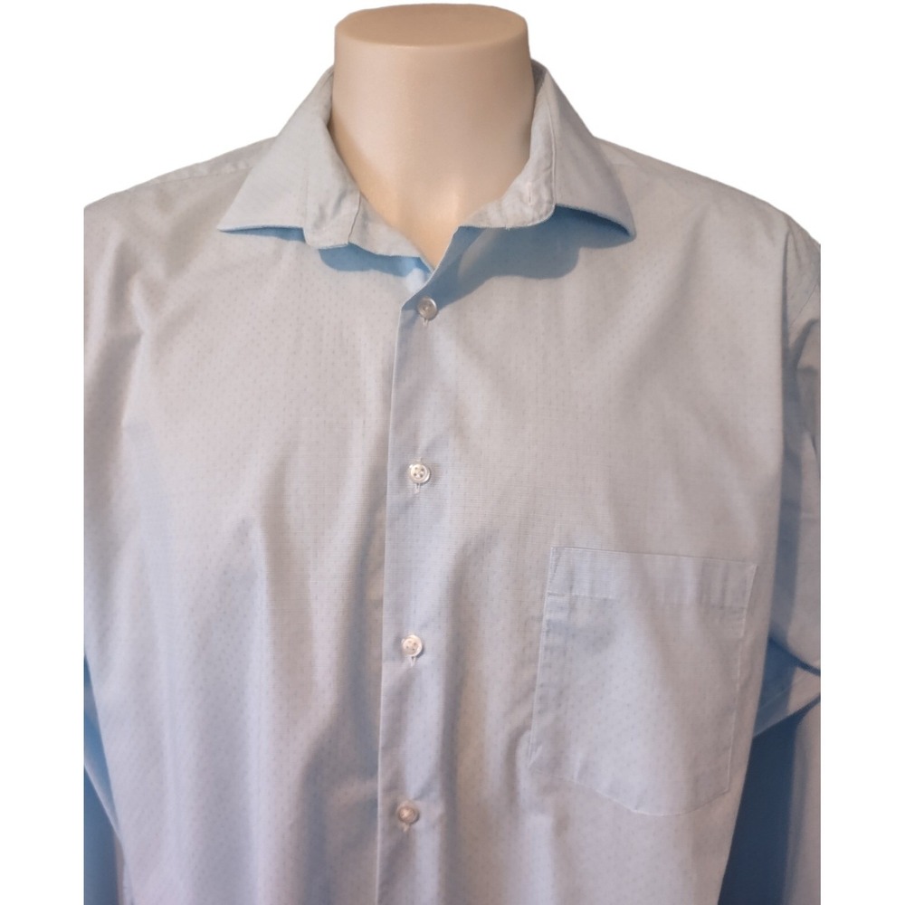 Shaquille O'Neal Dress Shirt XLG Tall Cooling Stretch Blue Micro Pattern XL G - Picture 11 of 12